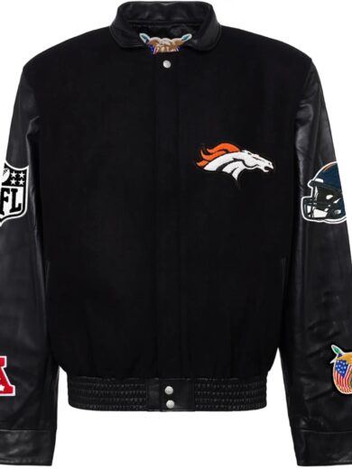 Denver Broncos Jeff Hamilton Wool and Leather Varsity Jacket