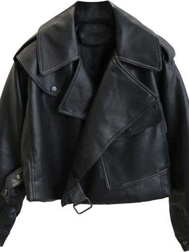 Women’s Oversized Black Leather jacket