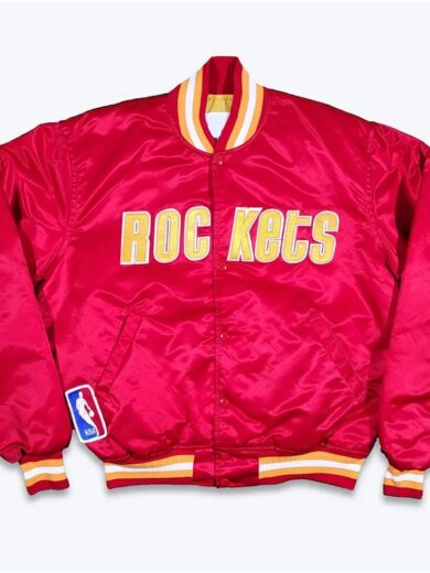 90s Houston Rockets Red Satin Jacket.