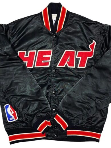 90s Miami Heat Satin Black Jacket