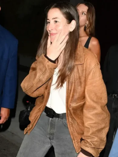 Alana Haim LA 2025 Brown Leather Jacket