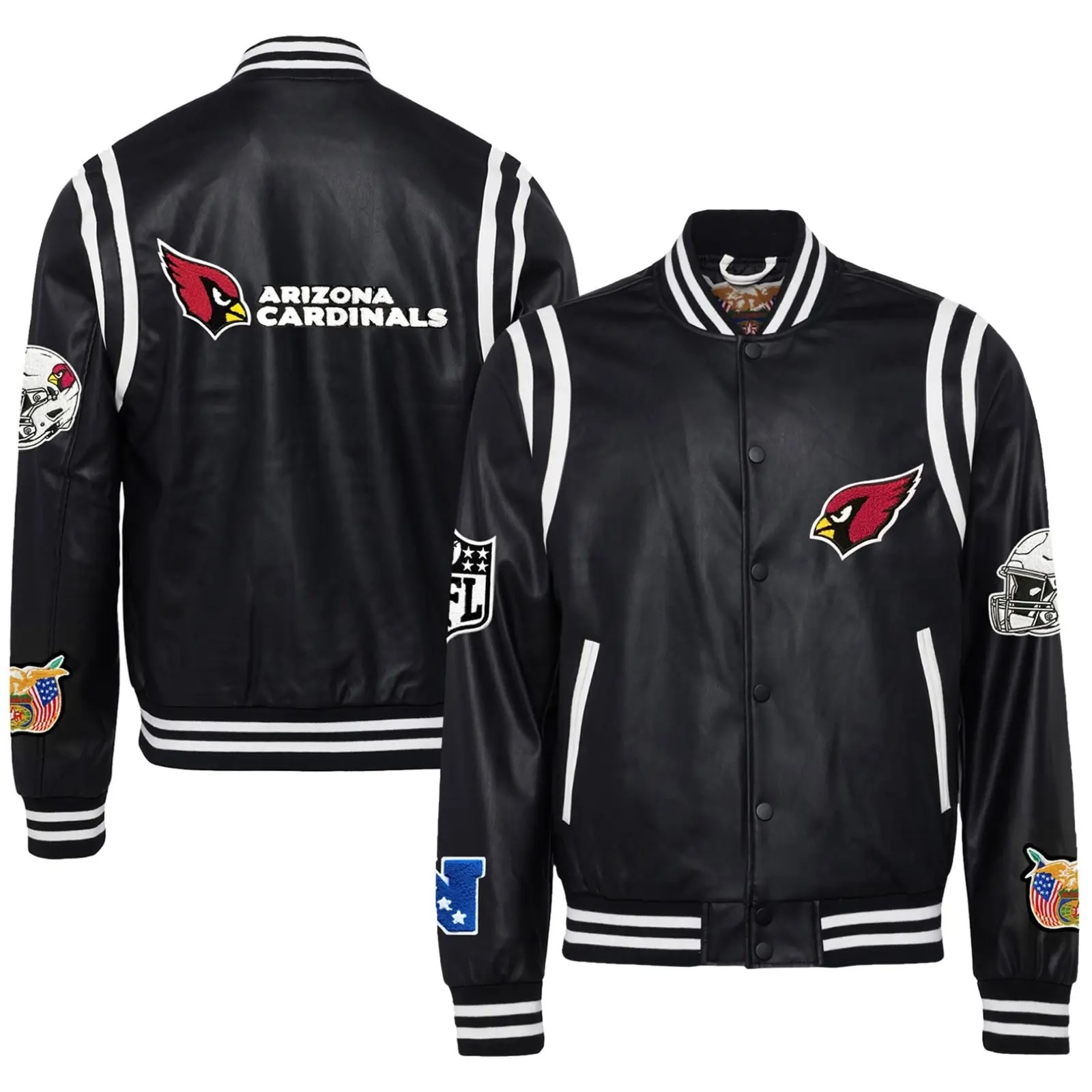 Arizona Cardinals Black Leather Varsity Jacket