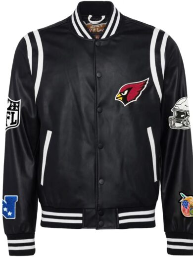 Arizona Cardinals Black Leather Varsity Jacket