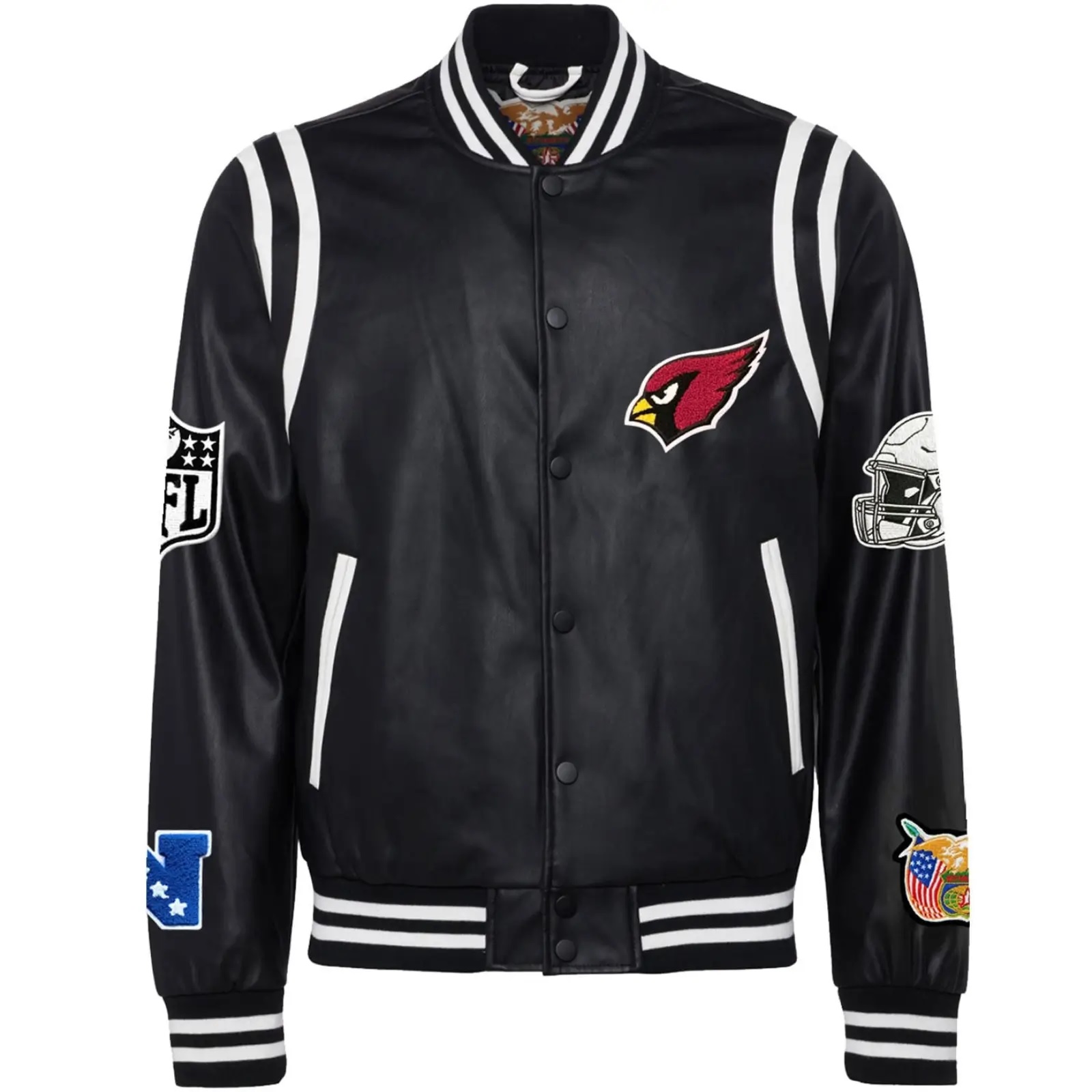 Arizona Cardinals Black Leather Varsity Jacket
