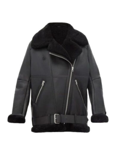 Women Black B3 Shearling Leather Jacket