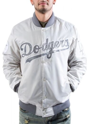 LA Dodgers Silver Satin Jacket