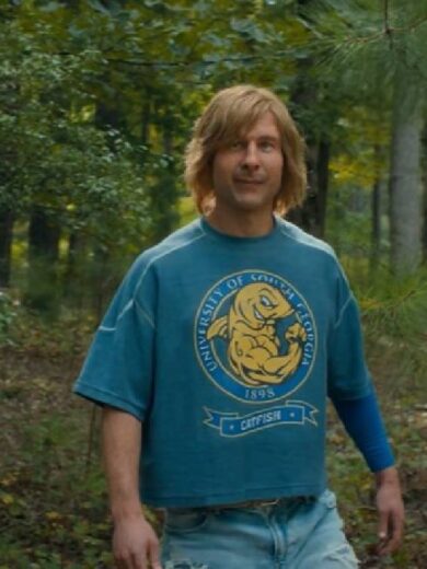 Chad Powers Glen Powell Blue Graphic Shirt