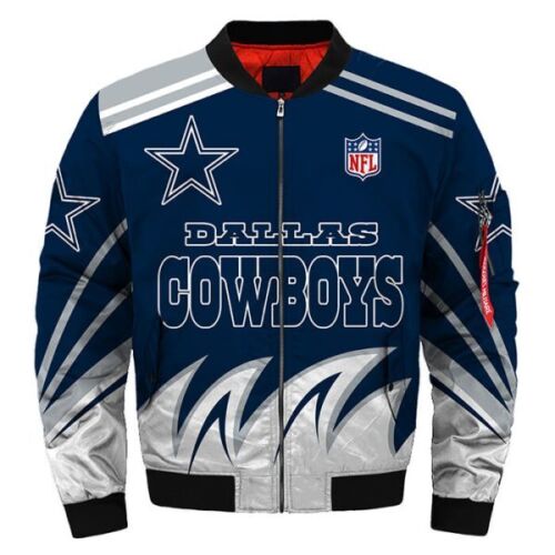 Dallas Cowboys Blue and White Bomber Jacket - Image 2