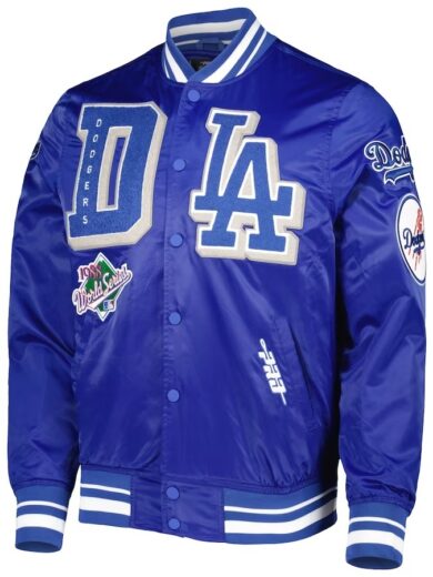 Dodgers Pro Standard Royal Mash Up Satin Varsity Jacket