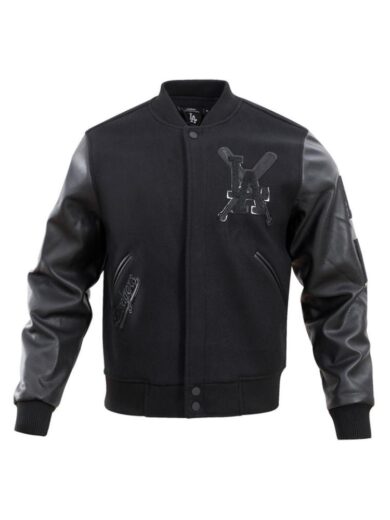 Dodgers Pro Triple Black Wool Varsity Jacket