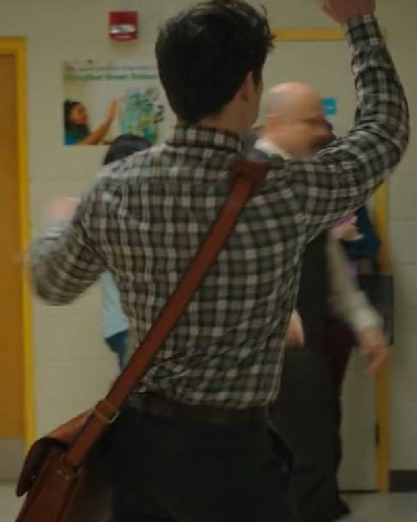 English Teacher S02 Brian Jordan Alvarez Grey Checkered Shirt