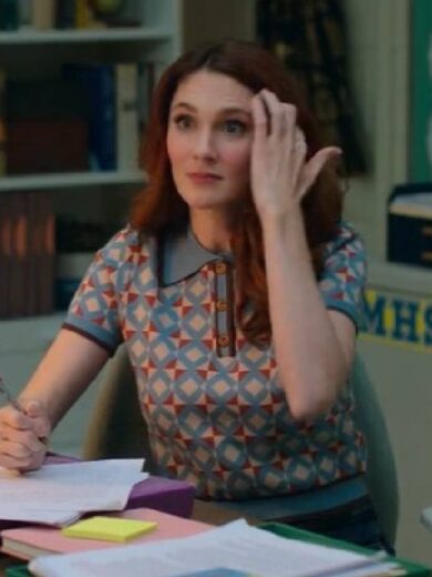 English Teacher S02 Stephanie Koenig Geometric Pattern Sweater