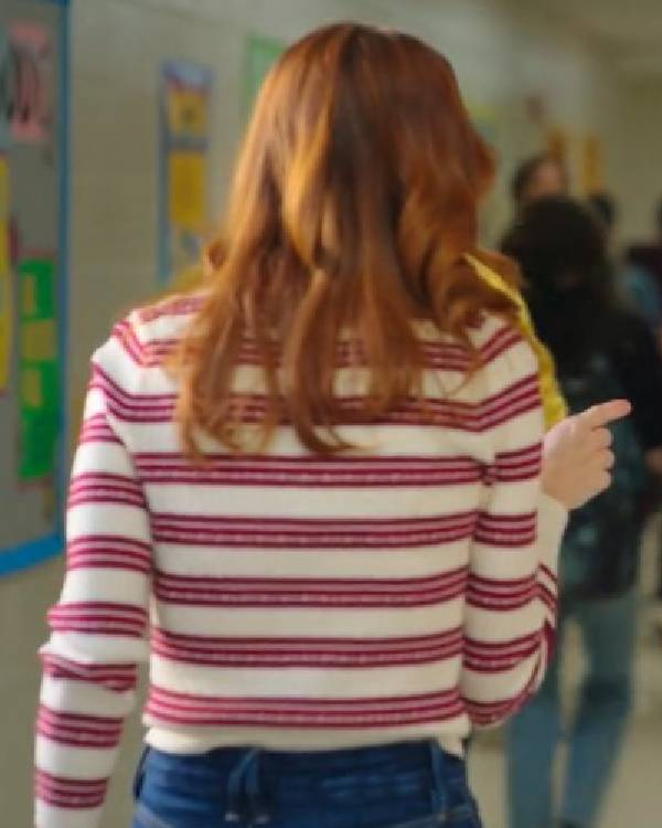 English Teacher S02 Stephanie Koenig Pink & White Striped Cardigan