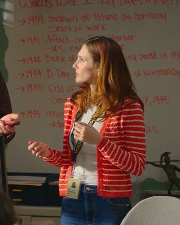 English Teacher S02 Stephanie Koenig Striped Cardigan