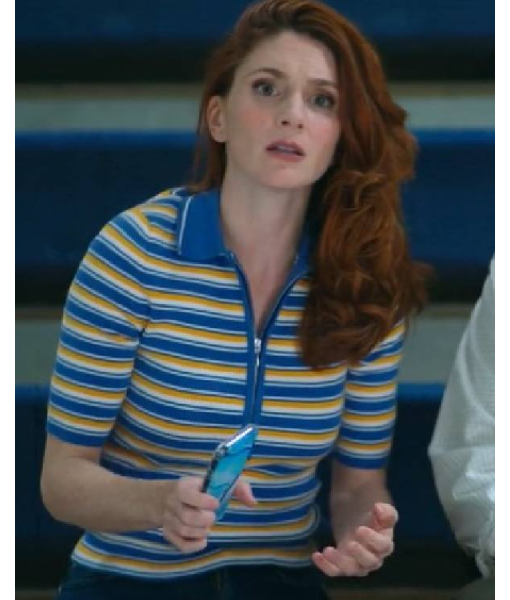 English Teacher S02 Stephanie Koenig Striped Zip Sweater