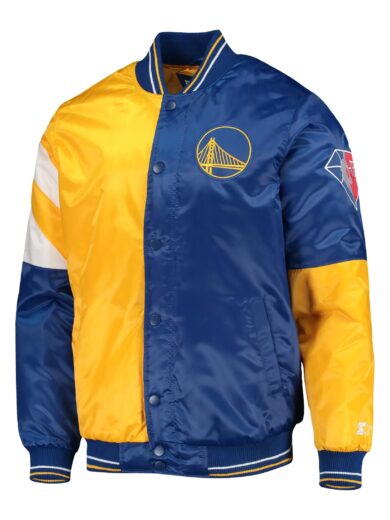 Golden State Warriors 75th Anniversary Leader Color Block Satin Jacket