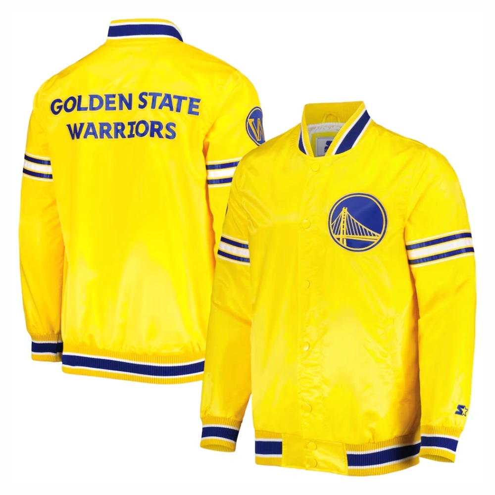 Golden State Warriors Slider Full-Snap Satin Varsity Jacket