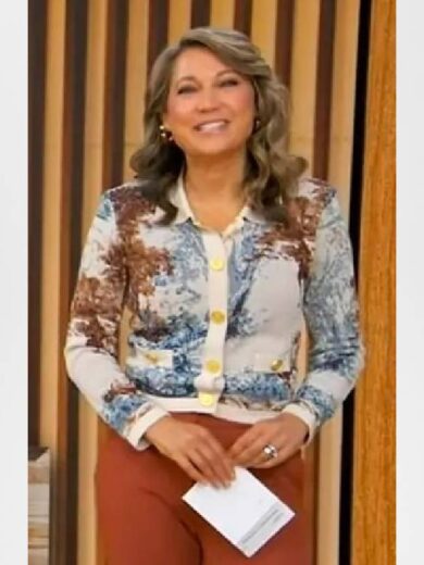 Good Morning America Ginger Zee Printed Cardigan