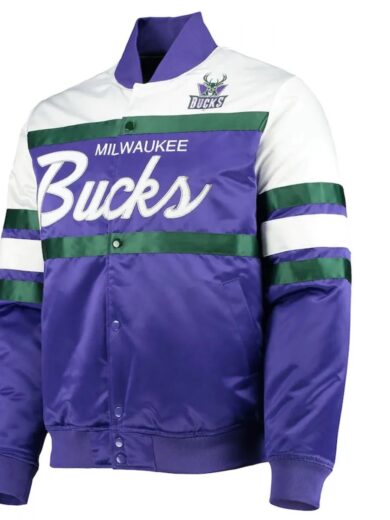 Milwaukee Bucks Hardwood Classics Script Purple Satin Jacket