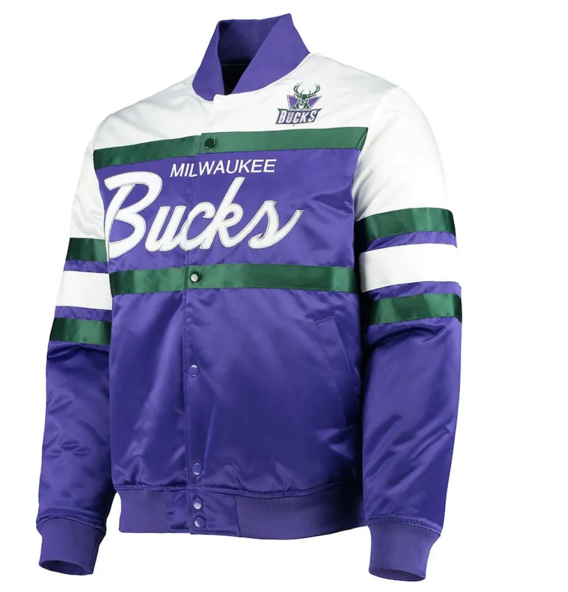 Milwaukee Bucks Hardwood Classics Script Purple Satin Jacket