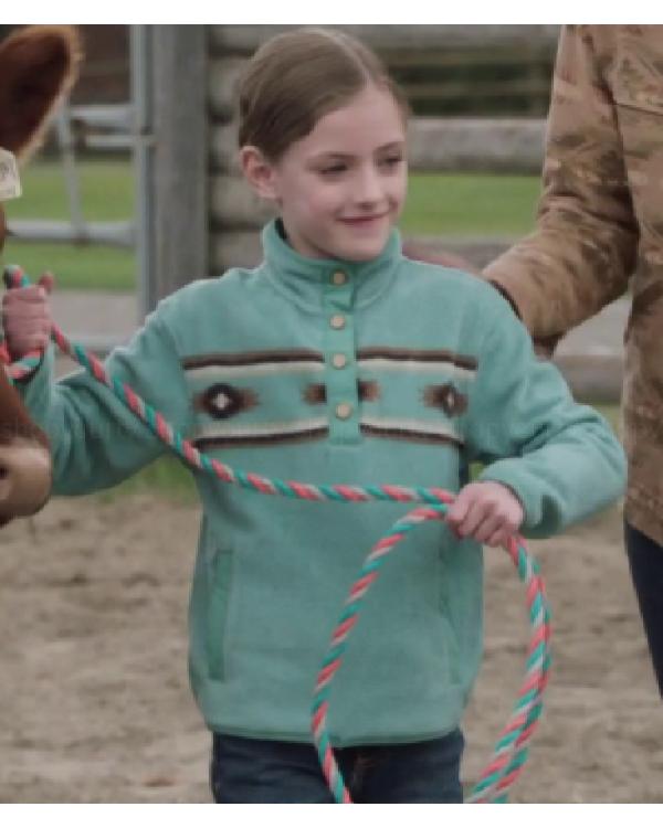 Heartland S19 Lyndy Borden Turquoise Aztec Print Sweatshirt