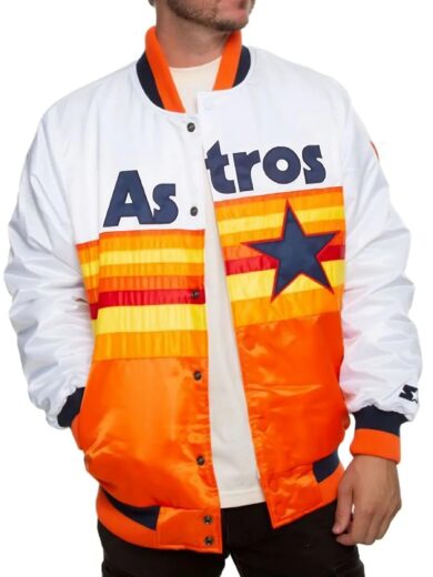 Houston Astros White And Orange Satin Jacket