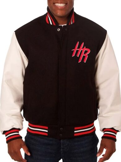 Houston Rockets Black and White Varsity Jacket