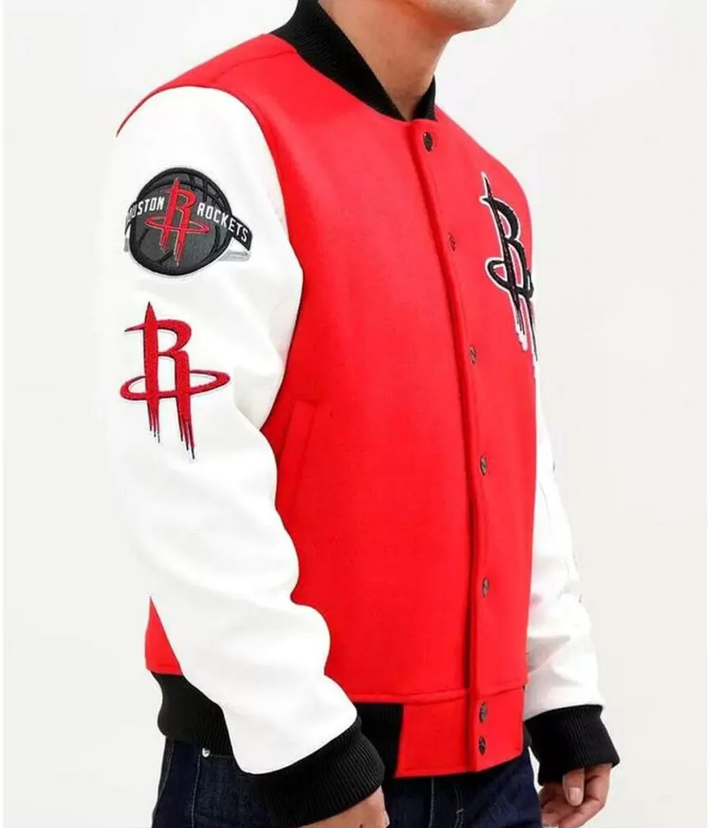 Houston Rockets Full Snap Red and White Jacket - Image 2