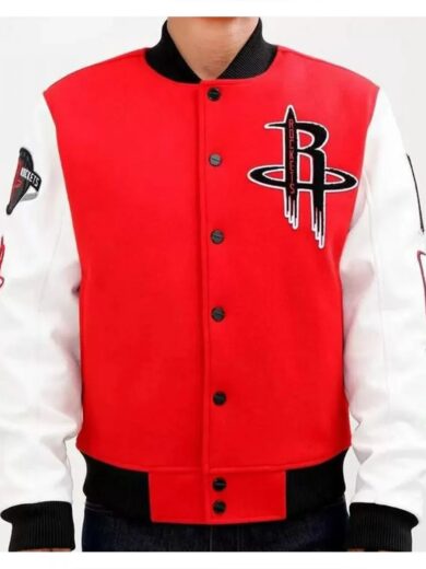 Houston Rockets Full Snap Red and White Jacket