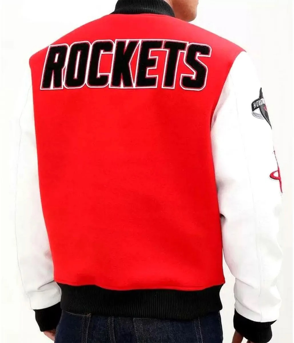 Houston Rockets Full Snap Red and White Jacket