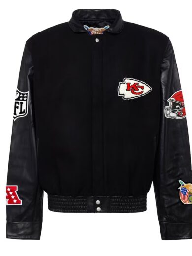 Kansas City Chiefs Jeff Hamilton Black Wool & Leather Varsity Jacket