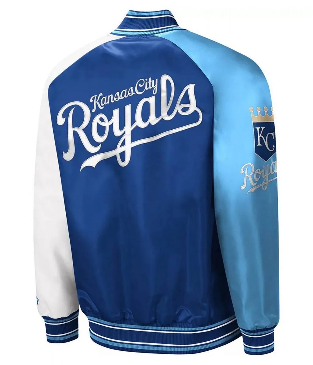Kansas City Royals Reliever Royal and Varsity Satin Jacket