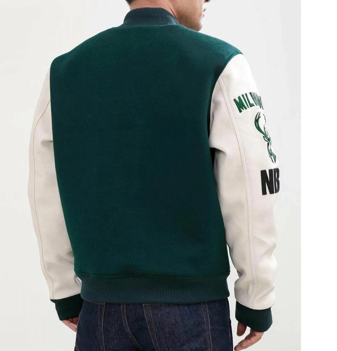 Milwaukee Bucks Letterman Green and White Jacket
