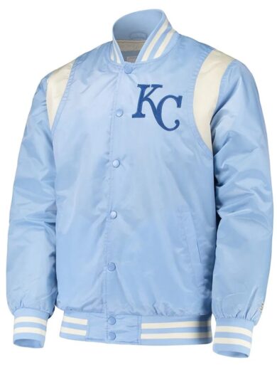 Cream Kansas City Royals Varsity Satin Jacket