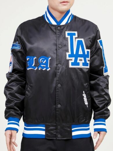 LA Dodgers Old English Satin Varsity Jacket