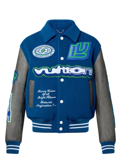 Louis Vuitton Embroidered Blouson Grey And Blue Jacket
