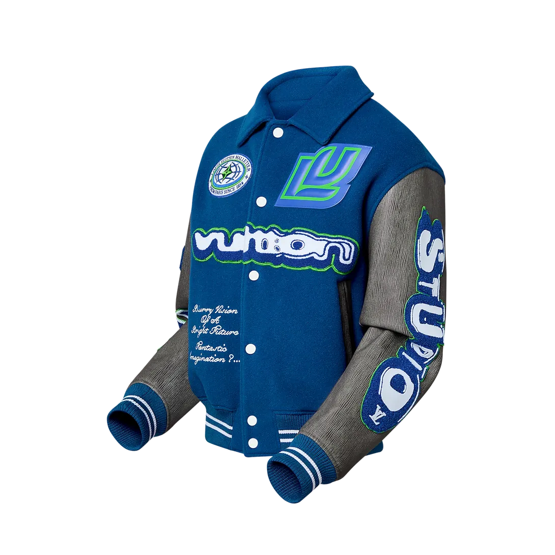 Louis Vuitton Embroidered Blouson Grey And Blue Jacket