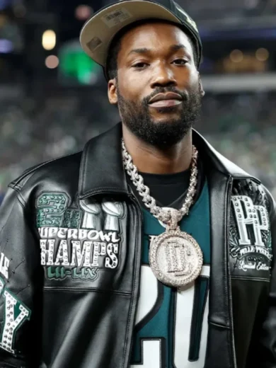 Meek Mill Eagles Black Leather Jacket