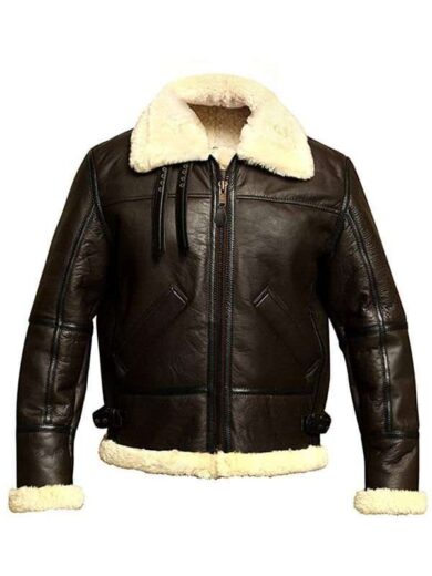 Mens B3 Bomber Aviator Shearling Leather Jacket