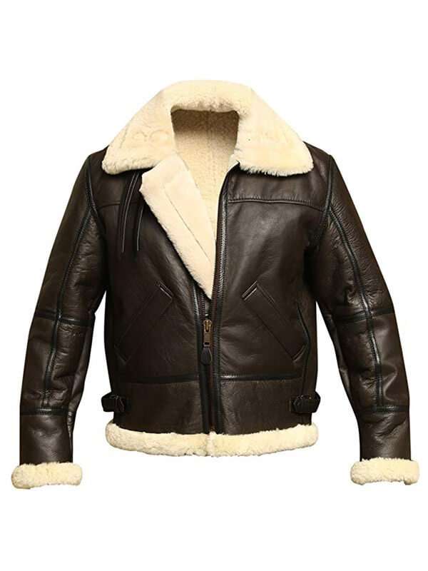 Mens B3 Bomber Aviator Shearling Leather Jacket