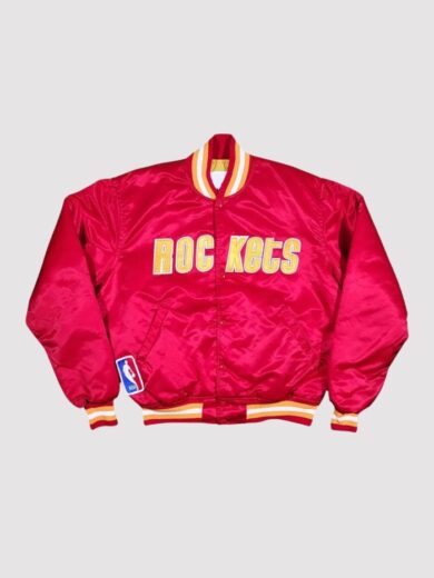 90s Houston Rockets Red Satin Varsity Jacket