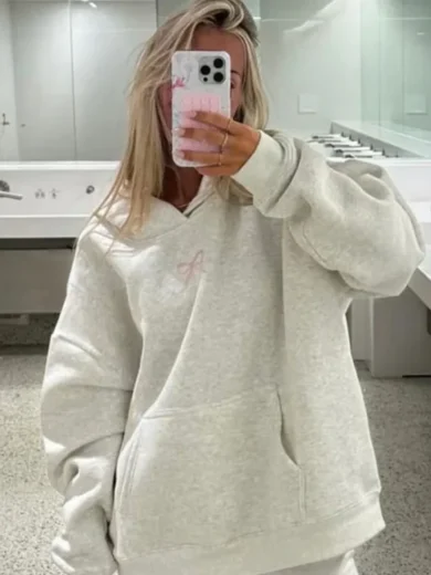 PrisanaBay Grey Bow Hoodie