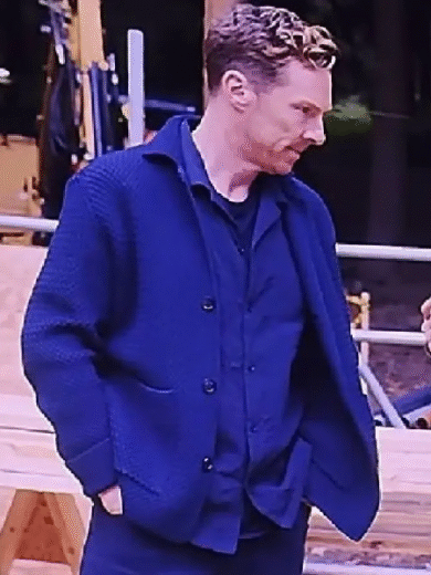 The Roses Benedict Cumberbatch Blue Crochet Coat