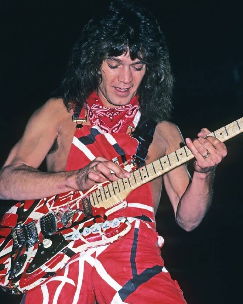Eddie Van Halen Red and Black Jumpsuit