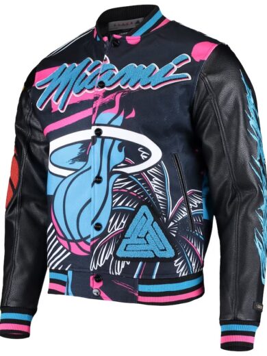 Miami Heat Pyramid Black Full-Snap Varsity Jacket