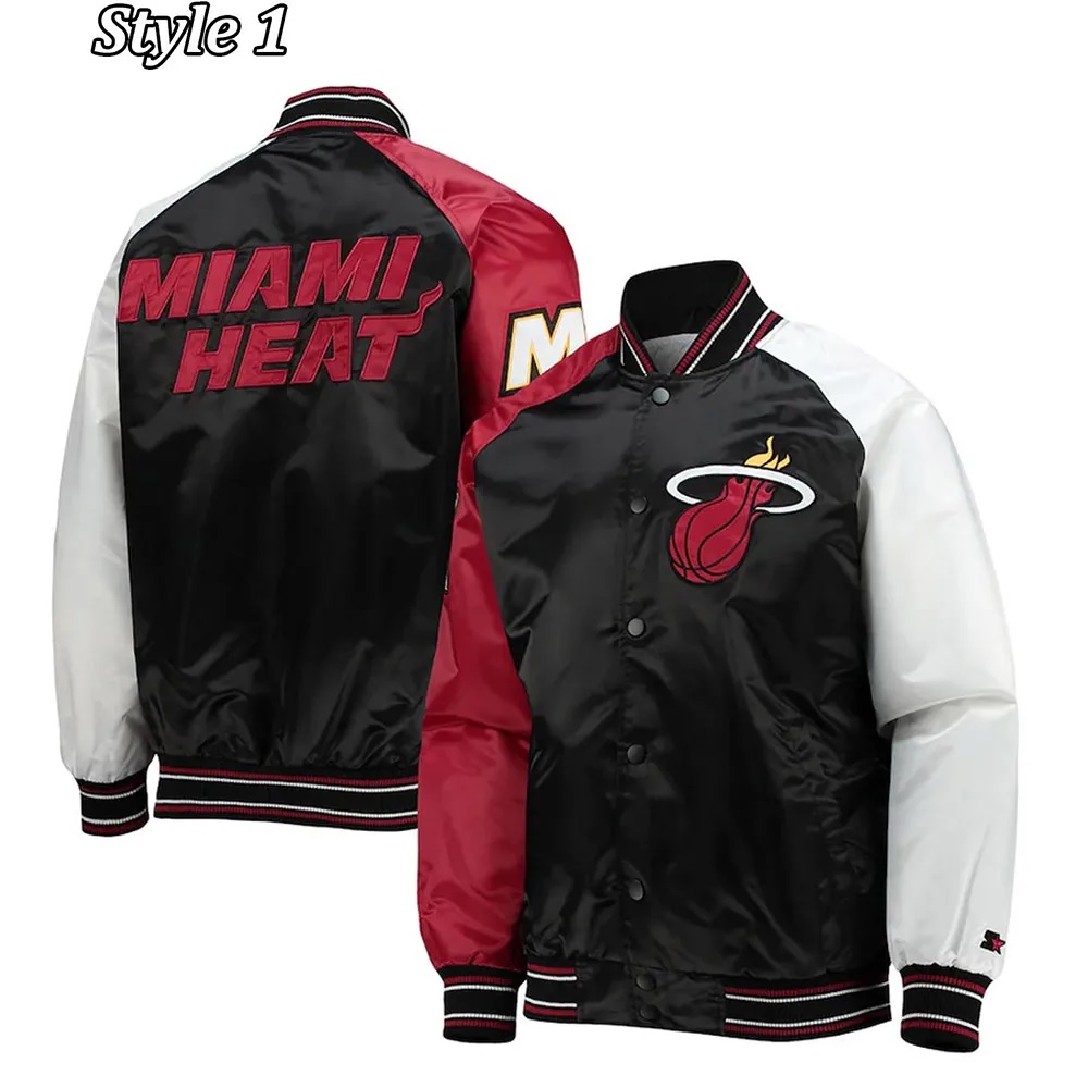 Miami Heat Reliever Full-Snap Black and Red Satin Jacket