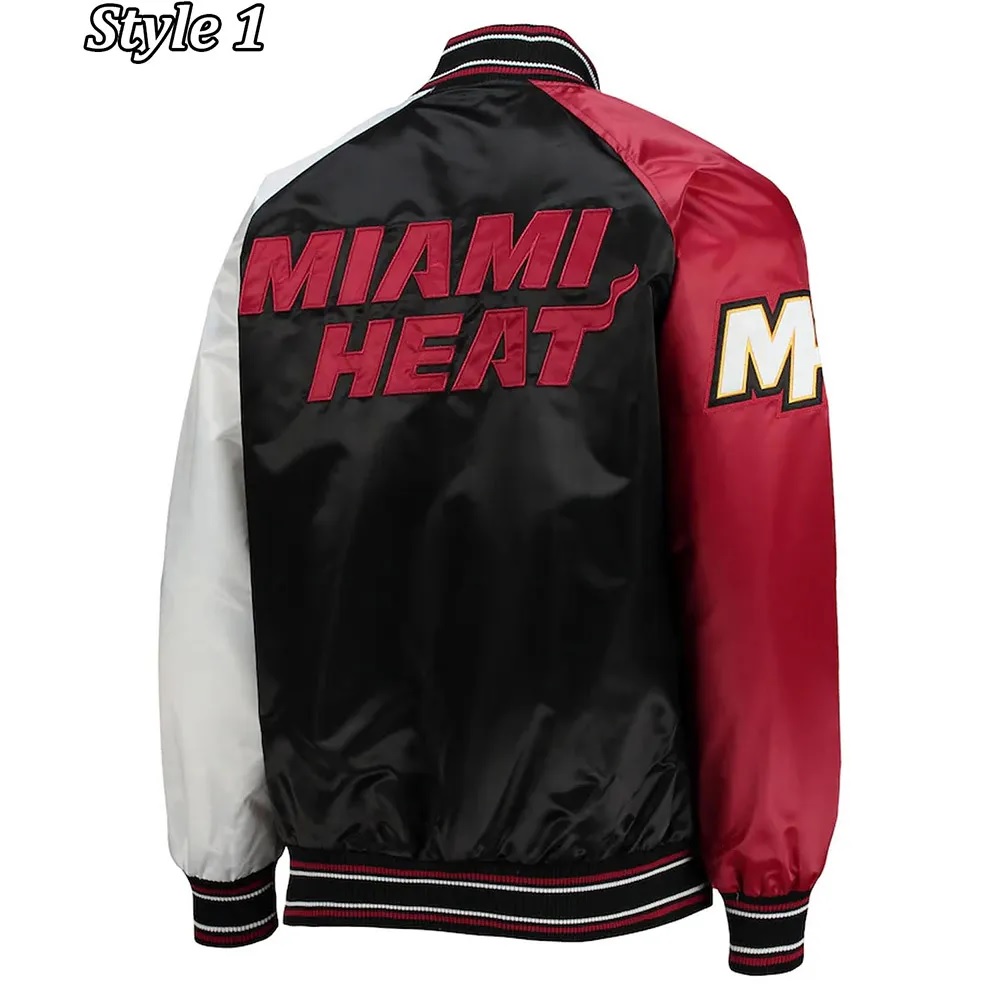 Miami Heat Reliever Full-Snap Black and Red Satin Jacket