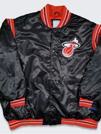 Miami Heat Teddy Black Varsity Satin Jacket