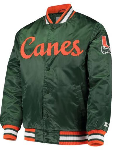 Miami Hurricanes OLine Green Satin Jacket