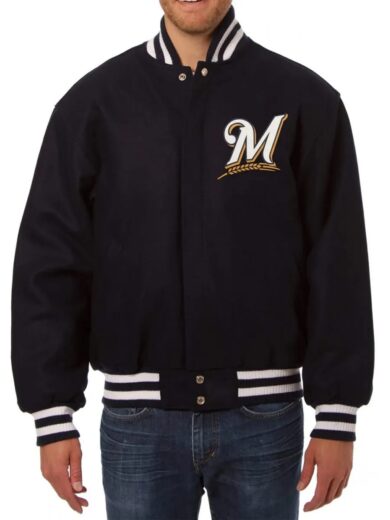 Milwaukee Brewers Handcrafted Logo Varsity Jacket